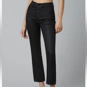 DL 1961 Patti Straight High Rise Black Coated Jeans